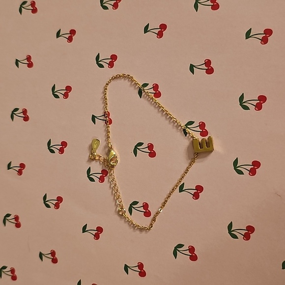 None Accessories - S925 Gold Initial E Bracelet